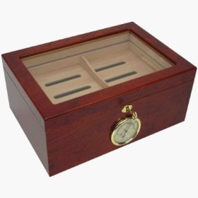 The Milano Glass Top 75-100 Cigar Humidor in Cherry