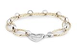 14K Two Tone Heart Clasp Bracelet