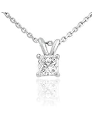 0.50cttw Princess cut solitaire diamond in 14K white gold victory bail