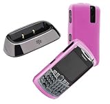 Combo of Charging Pod and Magenta Silicone Skin Cover Case for Blackberry Curve 8300 8330 8320 8310