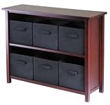 Verona 2-Shelf Storage with 6 Baskets - Walnut/ Black