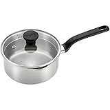 T-fal C91124 Excite Stainless Steel Dishwasher Safe Oven Safe PTFE-PFOA-Free  Saucepan Cookware, 3-Quart, Silver