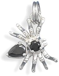 Movable Spider Charm with Black CZs .925 Sterling Silver