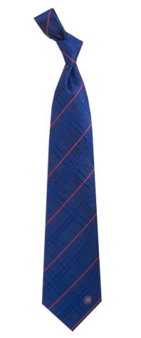 Mens Chicago Cubs Oxford Pattern Woven Silk Tie