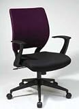 Purple Colored Sleeve Back Task Chair with Black Mesh Fabric Seat and T Arms