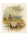 Shepherd Brings a Bale of Hay to His Flock in Winter- Time Animals Giclee Poster Prin...