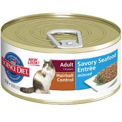 Hill's Science Diet Adult Hairball Control Savory Seafood Entree Minced Cat Food - 5.5-Ounce Can (Pack of 24)