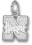 Nebraska Cornhuskers Solid Sterling Silver ''N HUSKERS'' 3/8'' Pendant