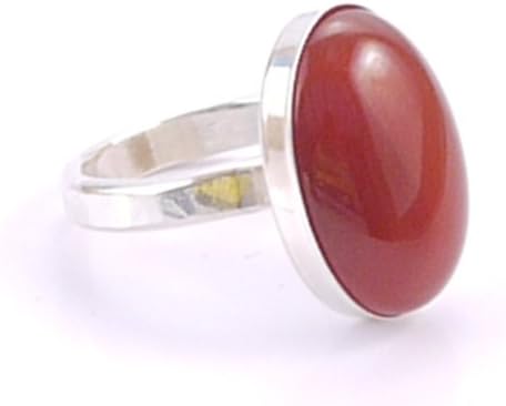 Hanfords of London Red Carnelian & Silver Handmade Ring (Size 8.5). Birthstone for Virgo & August.