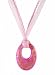 Necklace - N123 - Murano Glass Style - Open Oval Shape ~ Pink and Copper hung on 5 Strand Organza and Cotton Cord + 2" Extension Chain