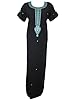 Boho Muumuu Caftan Designer Black Long Kaftan Embroidered Dress Medium (Turquoise)