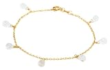 14k Yellow Gold, April Birthstone, White Topaz Briolette Bracelet, 7.25