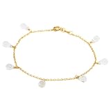 14k Yellow Gold, April Birthstone, White Topaz Briolette Bracelet, 7.25