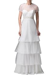 Jeweled Beaded Organza/Tulle Empire   Waistline Short Sleeves Sheath  Dress