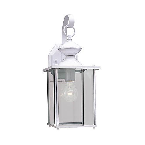 Sea Gull Lighting 8458-15 Single-Light Jamestowne Outdoor Wall Lantern with Clear Beveled Glass, White