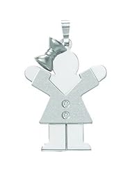 14K White Gold The Kids Diamond Girl Charm Jewelry