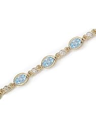 14K Yellow Gold Oval Aquamarine and Diamond Bracelet