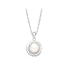 14K White Gold Button Pearl Fashion Pendant with Chain