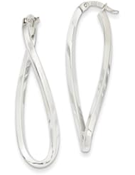 Twisted Square Tube Oval Hoops in 14K White Gold, 40mm (1 1/2")
