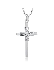 Moon Wings Certified Sterling Vintage Cross Jesus Christ Pendant w/ 18 Sterling Silver Necklace