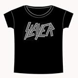 SLAYER Old School Chrome Logo (Girls) Black T-shirt at Bravado%21 Designs
