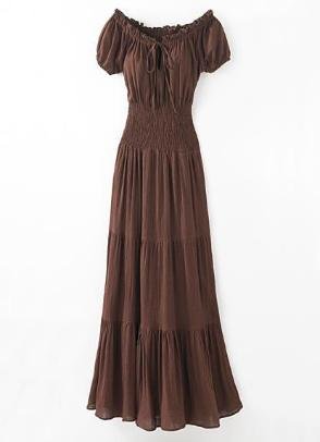 Smocked Peasant Off Shoulder Tiered Dress By Peach Couture