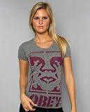 Obey The Stencil Icon Face T-Shirt in Heather Gray,T-shirts for Women