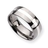 Titanium Sterling Silver Inlay 8mm Polished Band - Size 9.5