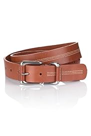 Leather Square Buckle Tonal Stitch Belt