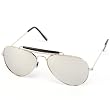 Classic Straight Aviator Sunglasses Silver Metal Frame with Mirror Lens