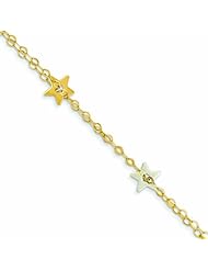 Genuine 14K Two-Tone Polished Star Bracelet 7.25 Inches 2 Grams Of Gold 100% Satisfaction Guaranteed.