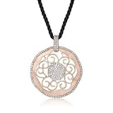 1.05ct t.w. Diamond Disc Pendant, Black Cord, 14kt Rose Gold. 18