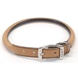 Rolled Oak Leather Collar Tan 12 Inch