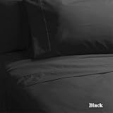 OLIVIA COLLECTIONS Bed Sheet Set 800 Thread Count Solid Sateen 100% Egyptian Cotton Black (Queen)