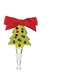 Mud Pie Home For The Holidays Glass Tree-Shaped Bottle Topper