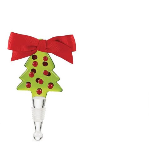 Mud Pie Home For The Holidays 6-1/4-Inch Bottle Topper with Glass Tree Handle
