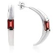 Sterling Silver Garnet Half hoop Earrings