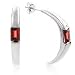 Sterling Silver Garnet Half hoop Earrings