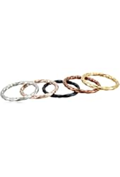 Stainless Steel Multi-Color Twist Stacking Ring Set, Size 7