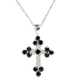 Large 1.70CT AAA Black White Diamond Vintage Cross Pendant Antique Gothic Unique