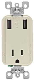 15-Amp USB Charger/Tamper-Resistant Receptacle, 125-volt, 2.1-amp, Light Almond, T5630-T