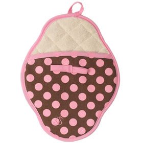 Childrens Toyshop  Kitchen & Housewares : Jessie Steele Pot Mitt, Brown and Pink Polka Dot