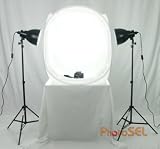 PhotoSEL LB-126E52 Professional Studio Lighting Kit, with 2 x 85w 5400K Ra>90 Bulbs and 80cm Light Tent