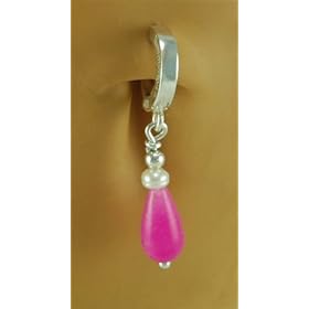 TUMMYTOYS NAVEL BELLY RING SILVER HOT PINK TEARDROP