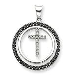 14k White Gold Black & White Diamond Cross Pendant