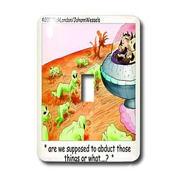 Londons Times Funny Cow Cartoons - Alien Cow Abduction - Light Switch Covers - single toggle switch
