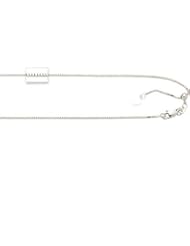 14k White Gold Adjustable Box Chain Necklace 0.85mm 16-22"