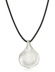 Argento Vivo "Organic Concave" Dewdrop Pendant Necklace on Leather Cord
