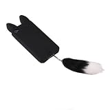New Cute Black KiKi Cat Ears Soft Fur Tail Silicone Case Cover for iPhone 4 4S 4G
