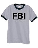 Anvil-FBI - Female Body Inspector Ringer T-Shirt~Sport Gray/Black~Youth-LG